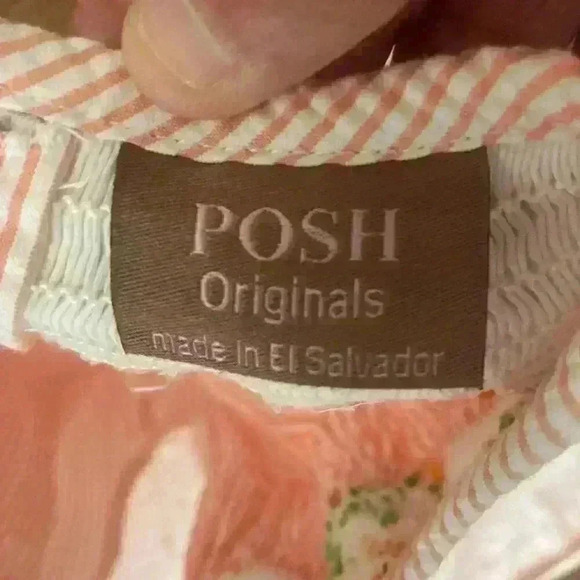 Posh Originals Smocked Seersucker Bishop Long Dress Mermaid Palm Trees Size 6X - Picture 5 of 10